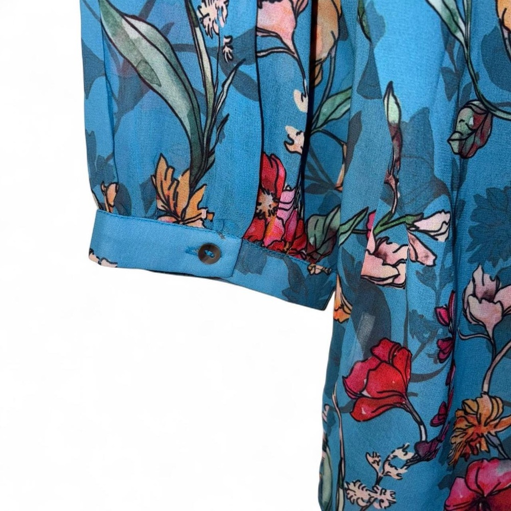 Vibrant Floral Blue Blouse - Picture 4 of 8
